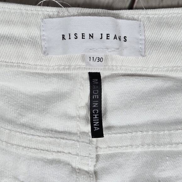 Risen Vintage Wash Straight Leg White Denim Jeans High Rise RDP5256 30/11 - Picture 4 of 13
